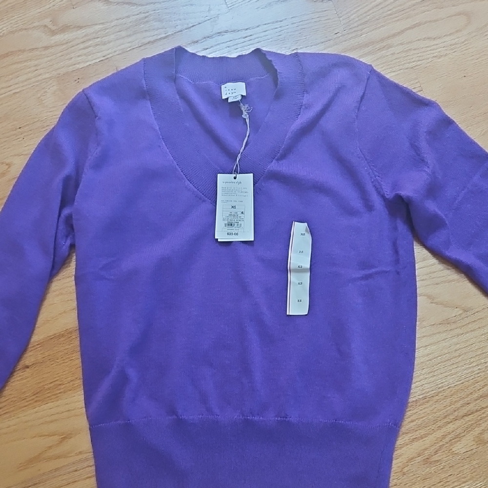 Purple V-Neck Women's Sweater